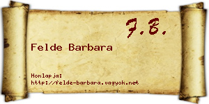 Felde Barbara névjegykártya